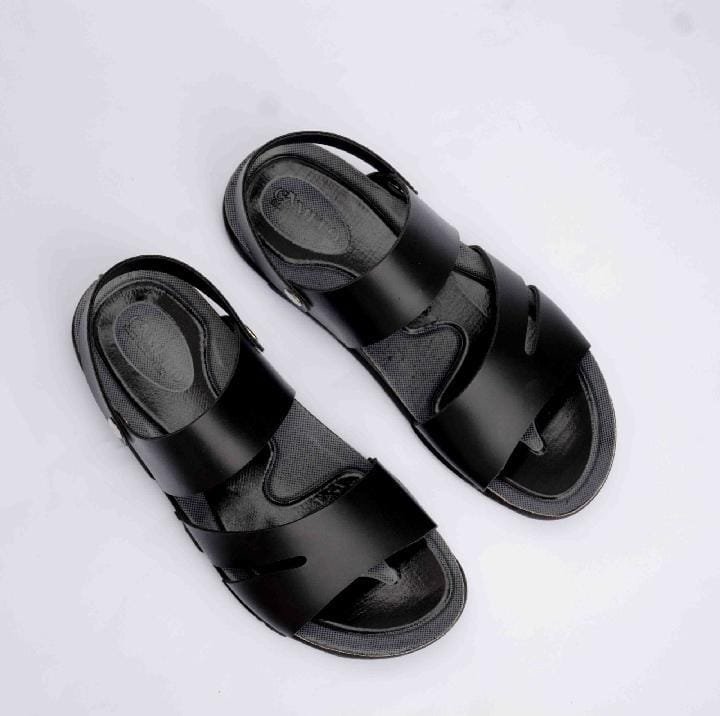 Men’s Black Synthetic Leather Sandals Size 6-11